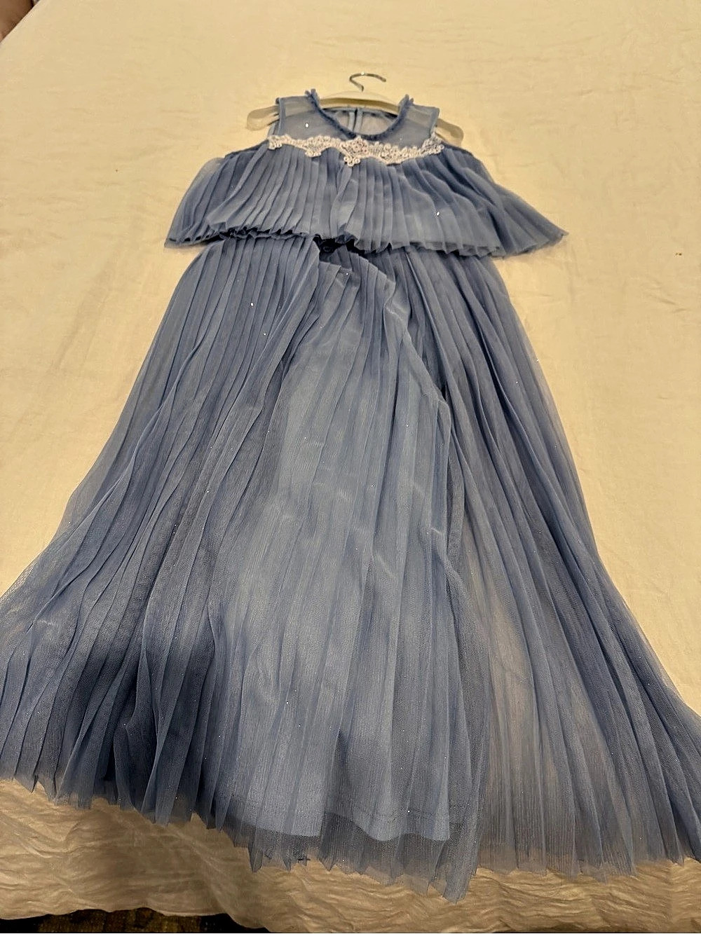 Abel & Lula Sky Blue Tulle Dress Pleated Bodice Girls Blue Tulle 2 piece pant se
